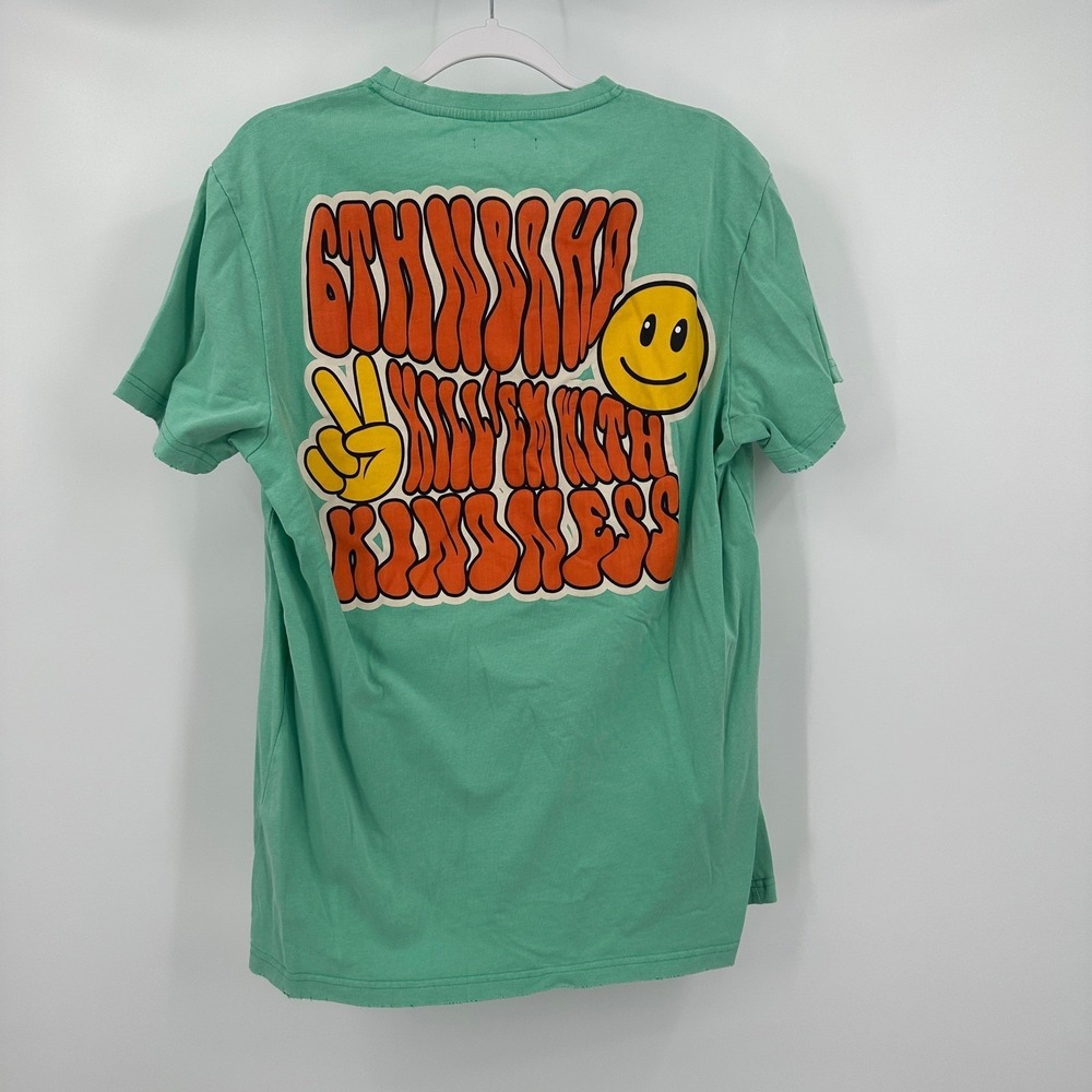 6thNBRHD Mens Kill Them With Kindness Graphic T-Shirt Green Distressed Size‎ M